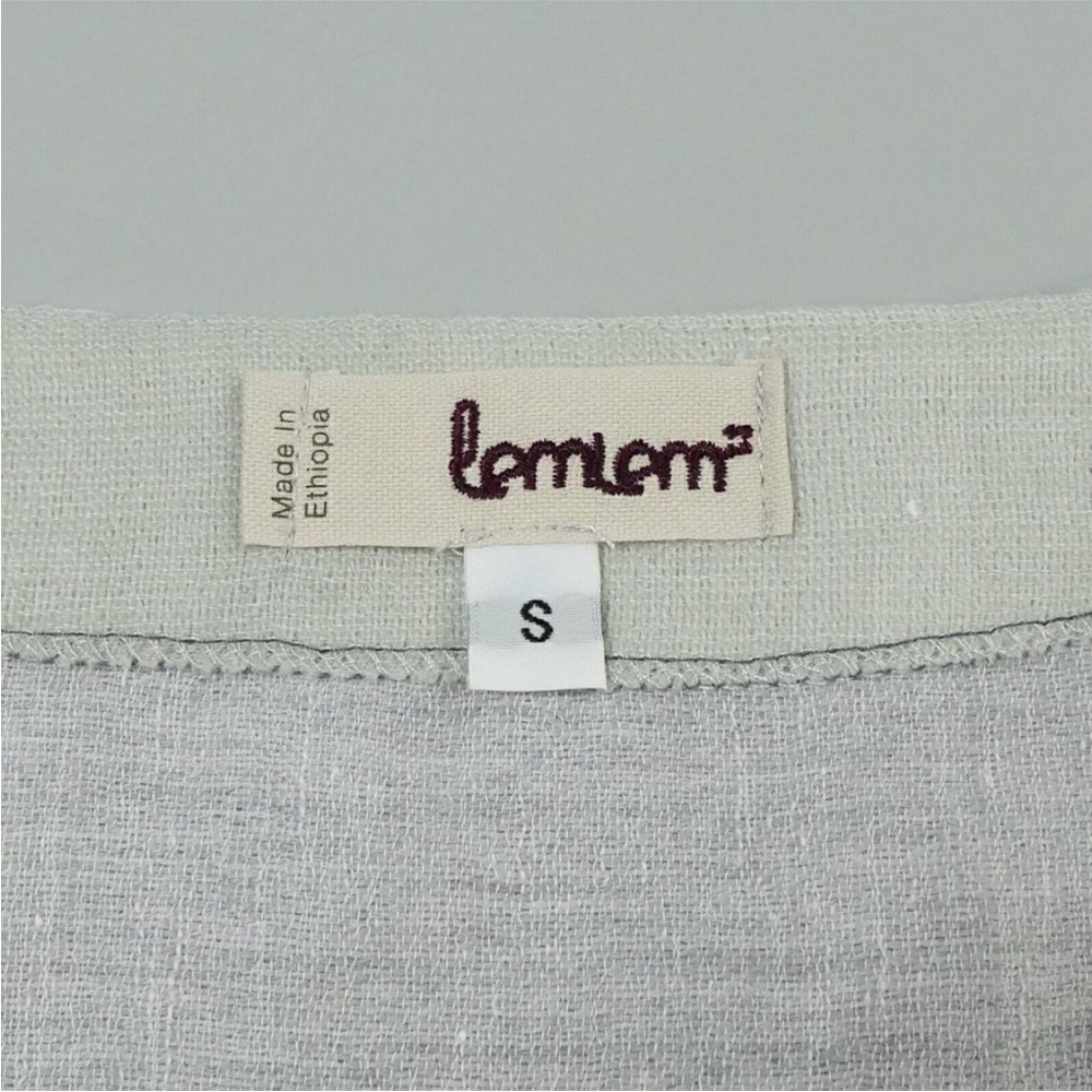 Lemlem Gray and Blue Striped Short Sleeve Top - Picture 2 of 6